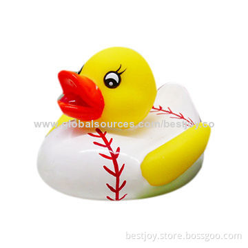Promotional Rubber Duck Toy in Baseball Shape, Ideal for Premiums